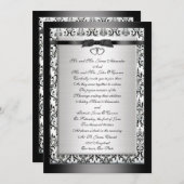 Weddenschap Uitnodiging elegant Zwart wit (Voorkant / Achterkant)