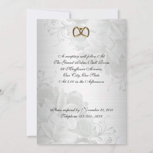 Weddenschap-uitnodiging elegante witte florale kaart (Achterkant)