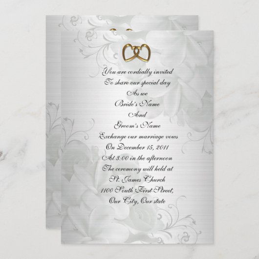 Weddenschap-uitnodiging elegante witte florale kaart (Voorkant / Achterkant)