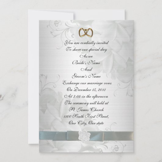 Weddenschap-uitnodiging elegante witte florale kaart (Voorkant)