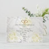 Weddenschap-uitnodiging elegante witte rozen kaart (Staand voorkant)