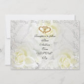 Weddenschap-uitnodiging elegante witte rozen kaart (Achterkant)