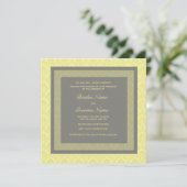 Weddenschap Uitnodiging Gele Damask (Staand voorkant)