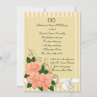 Weddenschap Uitnodiging Hibiscus bloemen perziken
