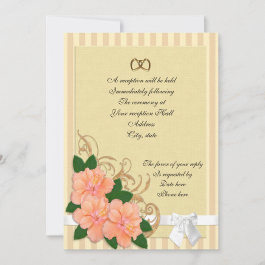 Weddenschap Uitnodiging Hibiscus bloemen perziken (Achterkant)
