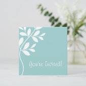 Weddenschap Uitnodiging Leaf Branch Baby Blue (Staand voorkant)