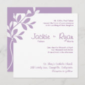 Weddenschap Uitnodiging Leaf Branch Paars (Voorkant / Achterkant)