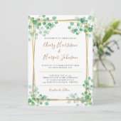 Weddenschap Uitnodiging met gouden grens (Staand voorkant)