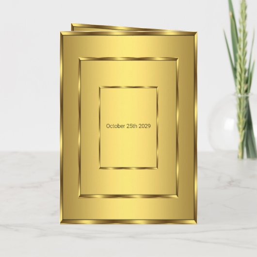 Weddenschap-uitnodiging met ontvangstmenu Gold (Achterkant)