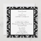 Weddenschap Uitnodiging Monogram Damask Black & Wh (Achterkant)