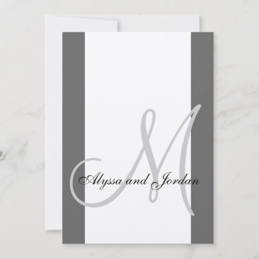 Weddenschap Uitnodiging Monogram Metallic Silver (Voorkant)