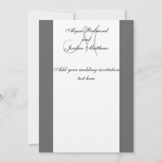 Weddenschap Uitnodiging Monogram Metallic Silver (Achterkant)