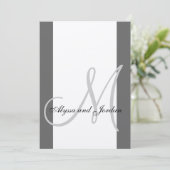 Weddenschap Uitnodiging Monogram Metallic Silver (Staand voorkant)