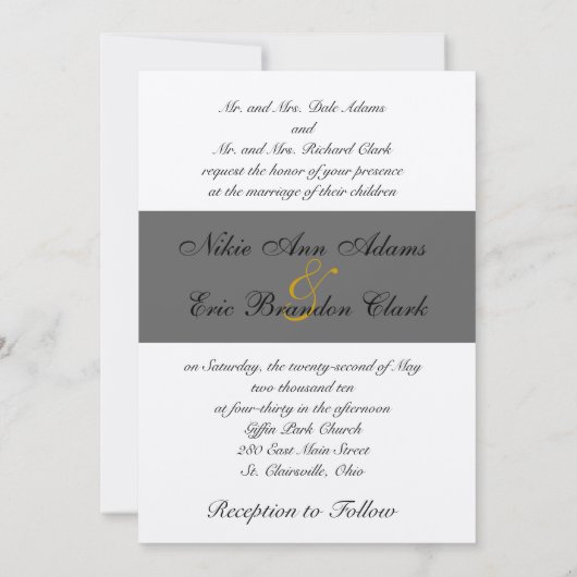 Weddenschap Uitnodiging Monogram Names Gold Black  (Achterkant)