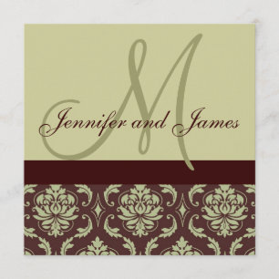 Weddenschap Uitnodiging Monogram Taupe Brown Damas