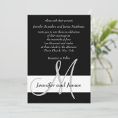 Weddenschap Uitnodiging Monogram zwart en wit (Staand voorkant)