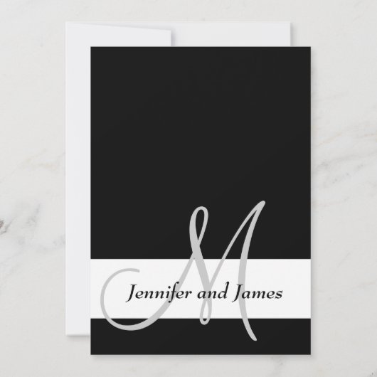 Weddenschap Uitnodiging Monogram zwart en wit (Achterkant)