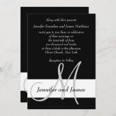 Weddenschap Uitnodiging Monogram zwart en wit (Voorkant / Achterkant)