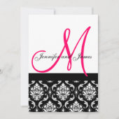 Weddenschap Uitnodiging Monogram Zwarte Roze Damas (Voorkant)
