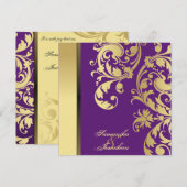 Weddenschap Uitnodiging Paars Gold Shimmer Floral (Voorkant / Achterkant)