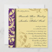Weddenschap Uitnodiging Paars Gold Shimmer Floral (Achterkant)