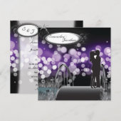 Weddenschap Uitnodiging Paars Monogram Couple Love (Voorkant / Achterkant)