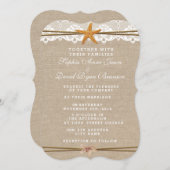 Weddenschap Uitnodiging Rustic Beach Starfish Lace (Voorkant / Achterkant)