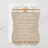 Weddenschap Uitnodiging Rustic Beach Starfish Lace (Voorkant)