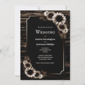 Weddenschap Uitnodiging Rustic Dark Wood Floral (Voorkant)