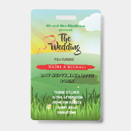 Weddenschap Uitnodiging Rustic Festival Fields Fun Badge