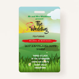 Weddenschap Uitnodiging Rustic Festival Fields Fun Badge