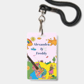 Weddenschap Uitnodiging Rustic Festival Hippie Fun Badge (Voorzijde met lanyard)