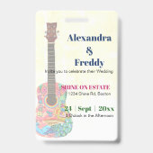 Weddenschap Uitnodiging Rustic Festival Hippie Fun Badge (Achterkant)