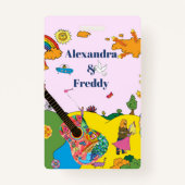 Weddenschap Uitnodiging Rustic Festival Hippie Fun Badge (Voorkant)