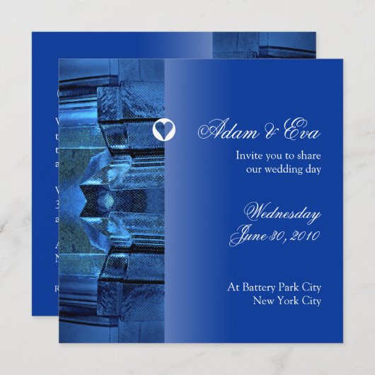 Weddenschap Uitnodiging Sapphire Blue Gemstone Mos (Voorkant / Achterkant)