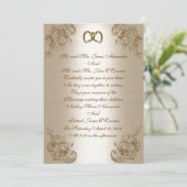 Weddenschap Uitnodiging satin-look gouden eleganti (Staand voorkant)