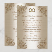 Weddenschap Uitnodiging satin-look gouden eleganti (Voorkant / Achterkant)