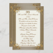 Weddenschap Uitnodiging satin-look gouden eleganti (Voorkant / Achterkant)