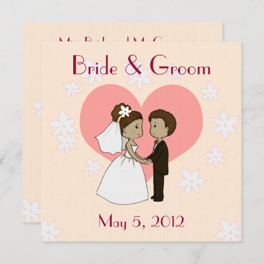 Weddenschap-uitnodiging schattige cartoon kaart (Voorkant / Achterkant)