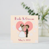 Weddenschap-uitnodiging schattige cartoon kaart (Staand voorkant)