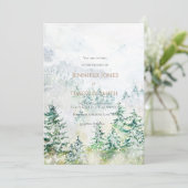 Weddenschap-uitnodiging sneeuwwinterbos kaart (Staand voorkant)