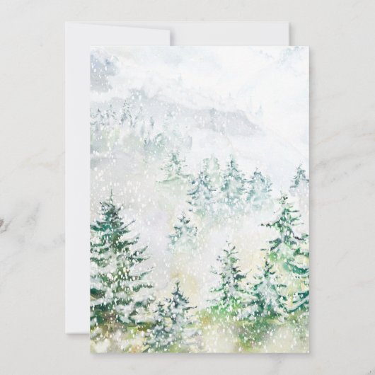 Weddenschap-uitnodiging sneeuwwinterbos kaart (Achterkant)