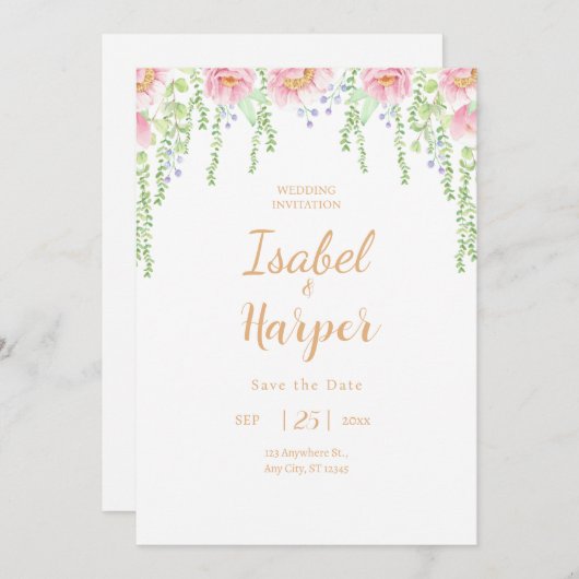 Weddenschap Uitnodiging tot feiele liefdesuitnodig (Voorkant / Achterkant)