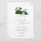 Weddenschap Uitnodiging - Tropisch strand in Water (Voorkant / Achterkant)