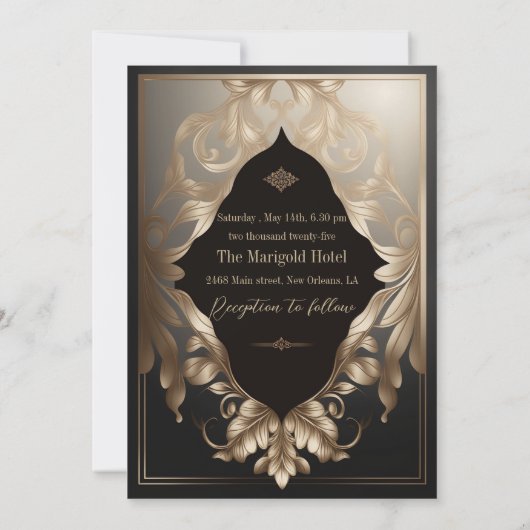 Weddenschap Uitnodiging Uitgebreide Luxe Design (Achterkant)