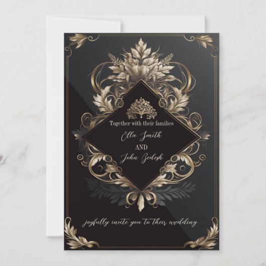 Weddenschap Uitnodiging Uitgebreide Luxe Design (Voorkant)