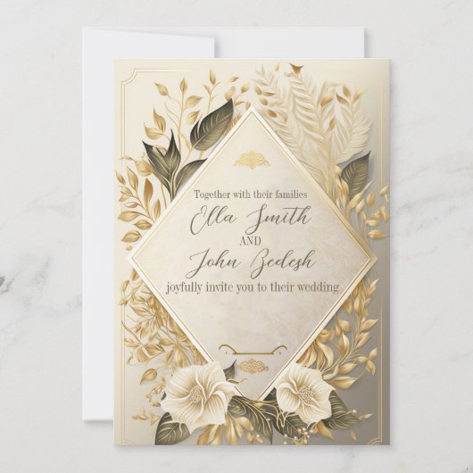 Weddenschap Uitnodiging Uitgebreide Luxe Design (Voorkant)