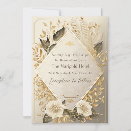 Weddenschap Uitnodiging Uitgebreide Luxe Design (Achterkant)