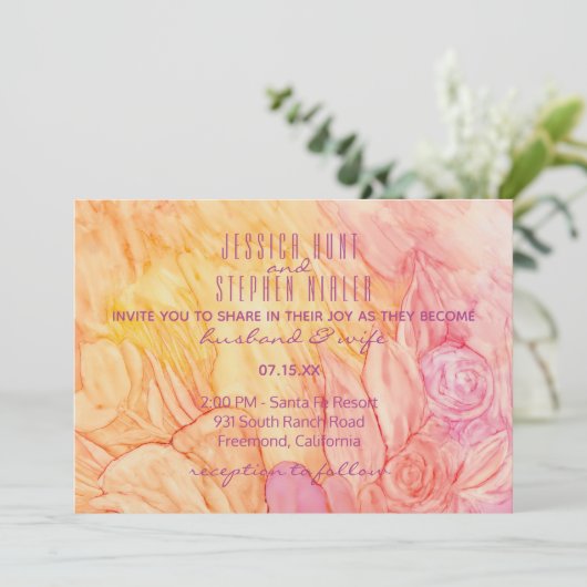 Weddenschap Uitnodiging Verse bloemen (Staand voorkant)