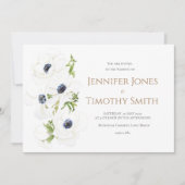 Weddenschap-uitnodiging witte annemonbloemen kaart (Voorkant)